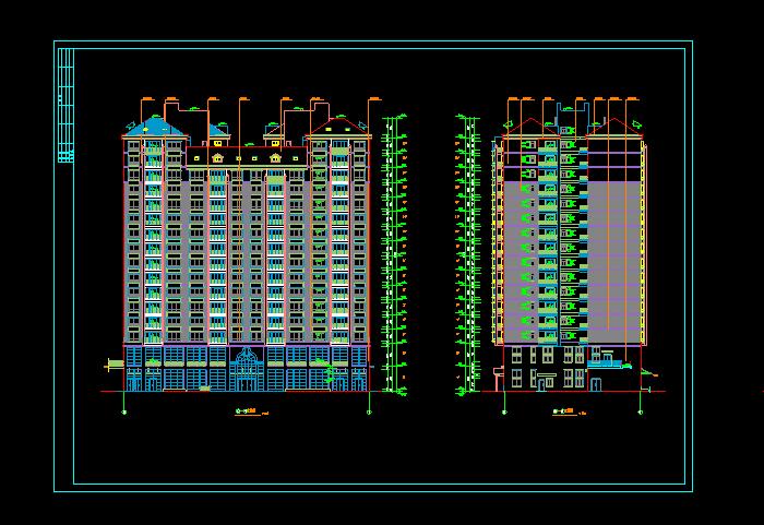 农家小型别墅设计CAD建筑图1