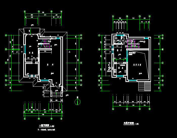 CAD别墅建筑施工图图纸素材