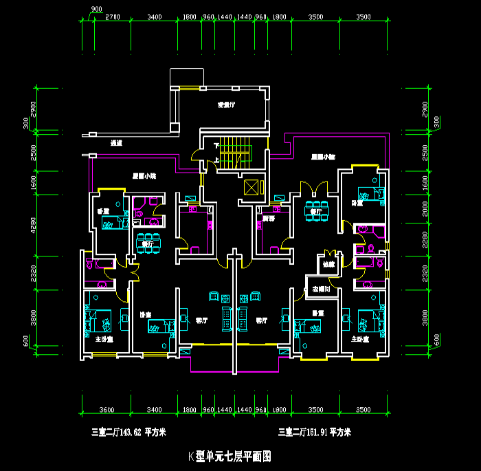 三室二厅自建房设计CAD施工图4