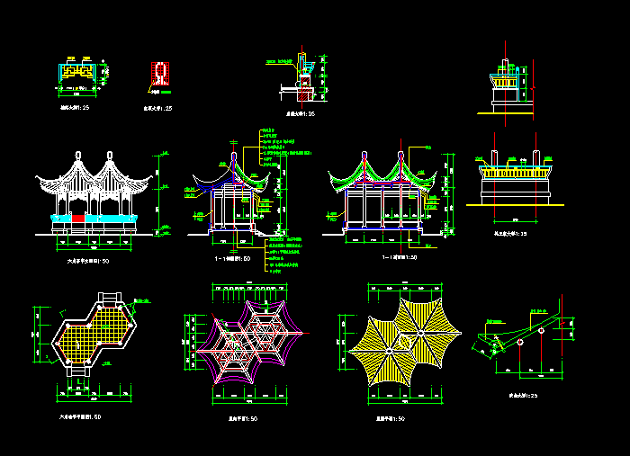 六角亭CAD建筑方案设计图纸4