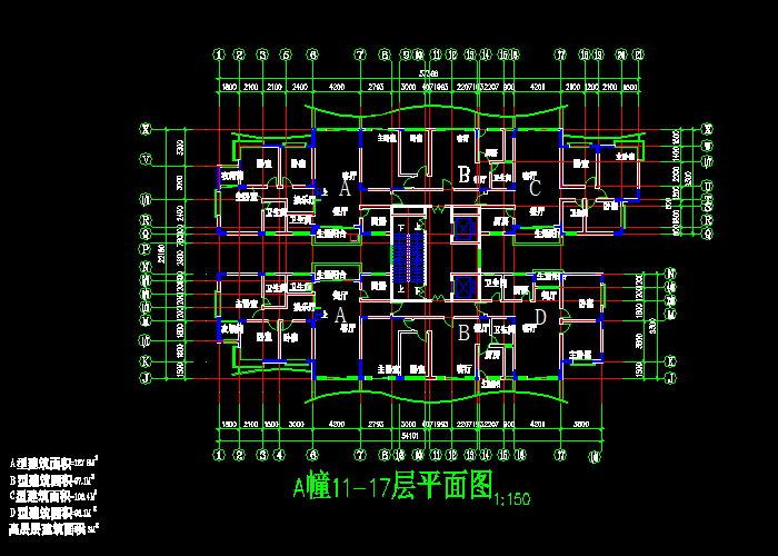 经典户型塔楼设计施工图纸