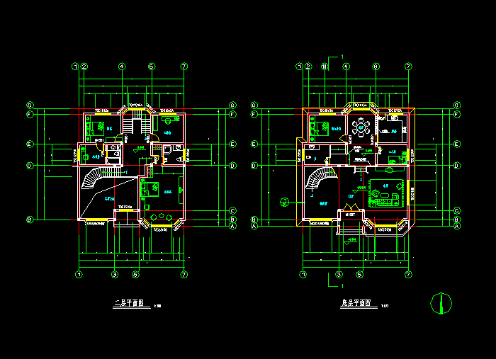 多层别墅户型CAD建筑施工图纸4