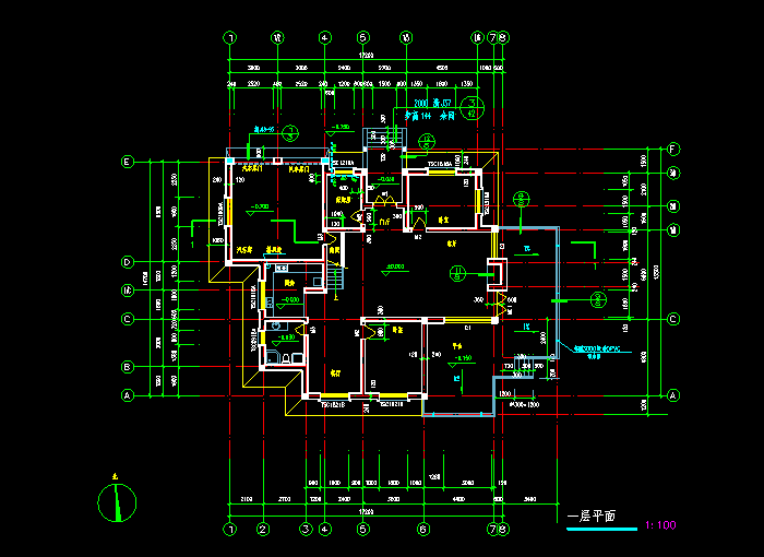 独栋别墅CAD建筑施工图1