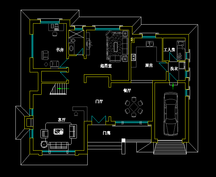 小型住宅楼室内设计CAD图纸