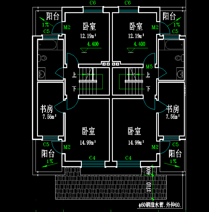 小型住宅楼室内设计CAD图纸