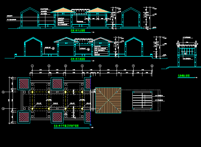 古建亭廊及花架CAD建筑施工设计图5